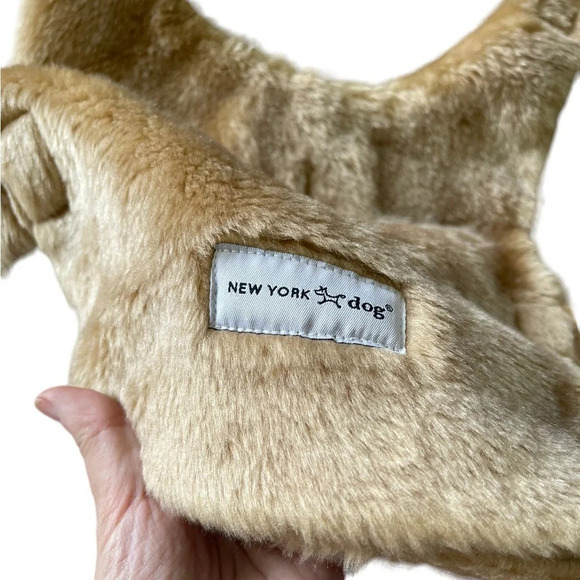 New York Dog Designer Coat Faux Fur Suede Gold Hardware Elegant Wam Size XS - Picture 12 of 12